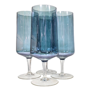 Iridescent Blue Mid-Century Champagne Flutes- Set of Four