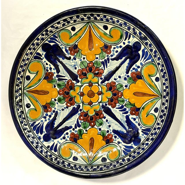 Vintage Hand Painted Mexican Talavera Pottery Dish For Sale - Image 4 of 14