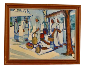 Nils Öberg, Gathering, 1960s, Oil Painting, Framed