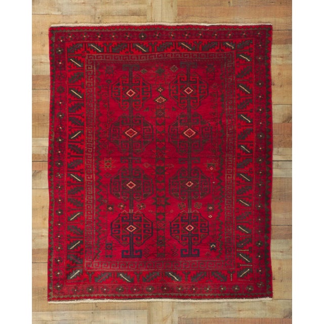 Red Late 20th Century Vintage Turkoman Rug, 05'00 X 06'01 For Sale - Image 8 of 9