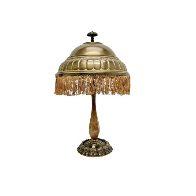 Vintage French Art Nouveau Brass and Wood Desk Lamp, 1920s For Sale - Image 14 of 15