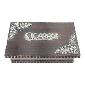 1920's Art Deco Style Silver and Wood Cigarette or Cigar Box, Hallmarked
