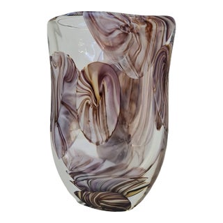 Murano Sommerso Art Glass Vase, “Pavone” Crystal Technique, Sculptural Italian Design - Certified For Sale