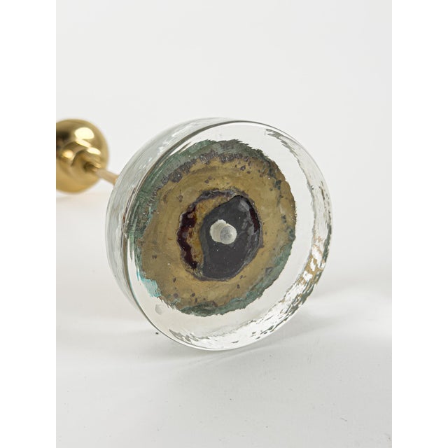 Metal Scandinavian Modern Brass and Glass Candlesticks by Gunnar Ander, 1950, Set of 2 For Sale - Image 7 of 10