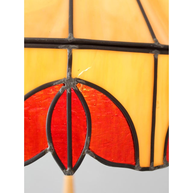 Vintage Tiffany Style Stained Glass Hanging Pendant Light For Sale - Image 17 of 18