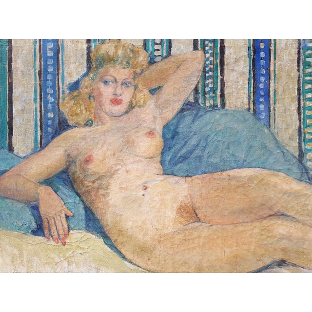 Lantoine Fernand - Reclining Nude Woman - Oil Painting - 1900's For Sale
