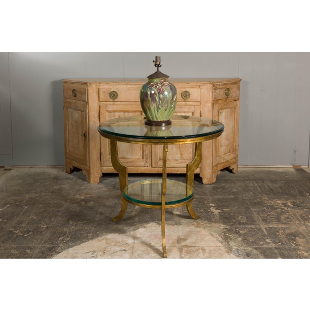 1920s Green Pottery Table Lamp with Raised Floral Motif on Wooden Base, Wired For Sale - Image 9 of 12