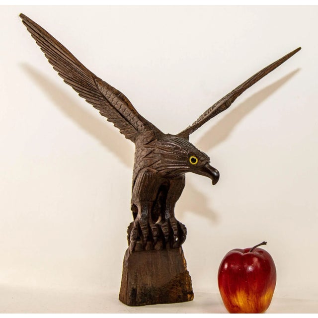 1960s Large Hand-Carved Iron Wood American Bald Eagle Art Sculpture For Sale In Palm Springs - Image 6 of 12