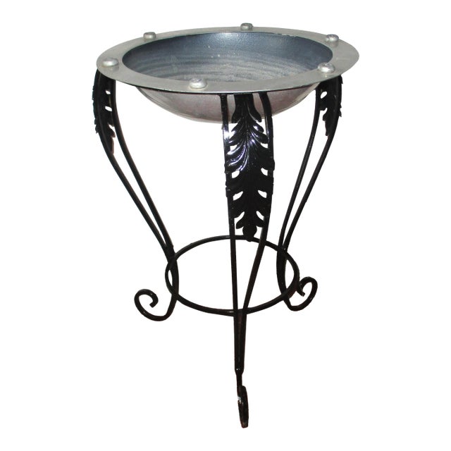 Mid Century French Style Ornate Iron and Metal Bird Bath / Fountain For Sale