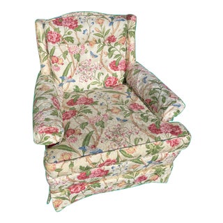 1970s Vintage Floral/Bird Upholstered Arm Chair For Sale