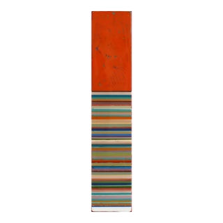 Tall Sunspot 67 - Original Colorful Striped Minimalist Acrylic and Resin Abstract on Wood Panel For Sale