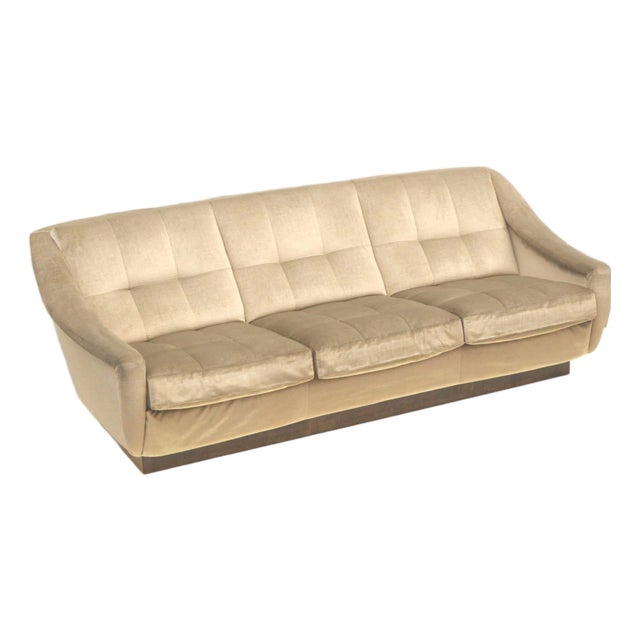 Vintage Three-Seater Sofa in Velvet, 1970s For Sale