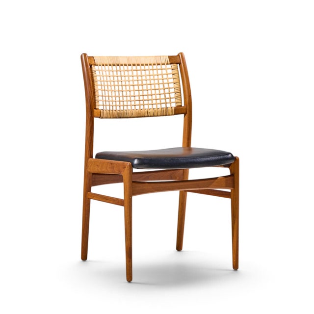 DUX Sylve Stenquist for Dux Mid Century Teak and Cane Dining Chairs - Set of 6 For Sale - Image 4 of 10