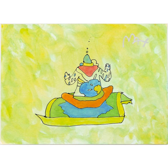 Original mixed media drawing with watercolor on paper. Hand signed by Peter Max. Frame size 17 x 21 inches. Artwork size...