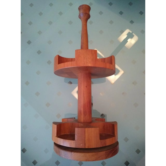 Digsmed 1960s Digsmed 2-Tier Rotating Teak Spice Rack Set- 11 Pieces For Sale - Image 4 of 6