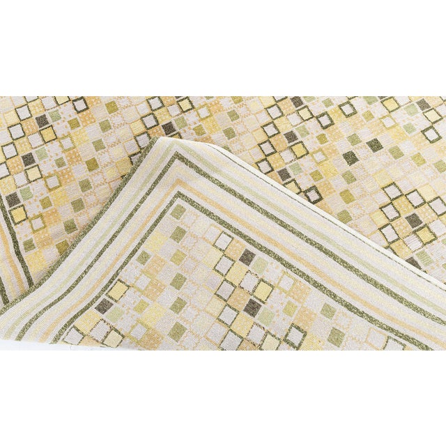 Modern Swedish Geometric Hand-Knotted Silk & Wool Pile Rug by Doris Leslie Blau For Sale - Image 9 of 9