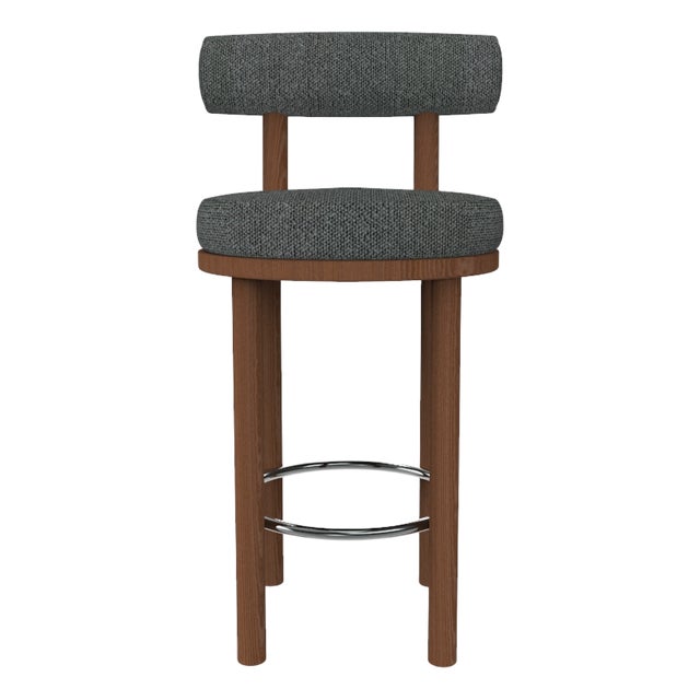 Collector Modern Moca Bar Chair in Safire 9 Fabric and Smoked Oak by Studio Rig For Sale