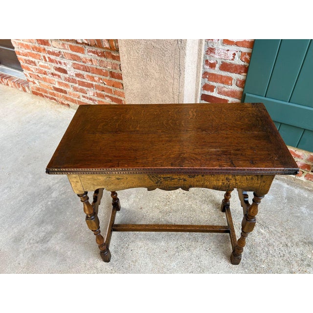 Brown Antique English Game Table Flip Top Victorian Oak C1880 Mahjong Square Table For Sale - Image 8 of 18