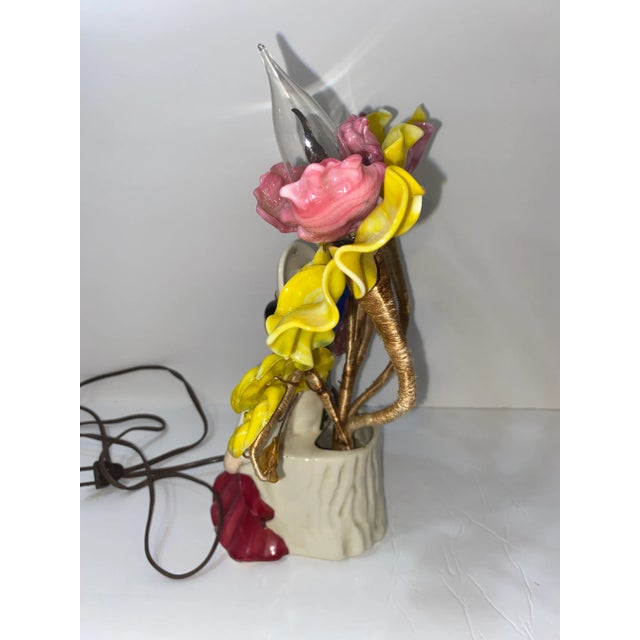 Ceramic Vintage 1950s Tv Lamp Courting Couple Floral Light MCM Kitsch 12” Working For Sale - Image 7 of 12