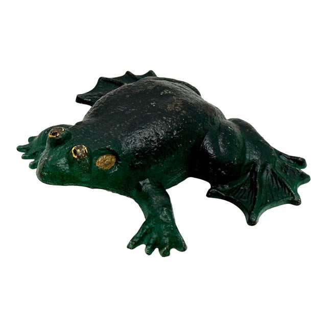 Unusual Vintage 1930s American Cast Iron Frog Doorstop Doorstop by Wilton Products in Pennsylvania For Sale