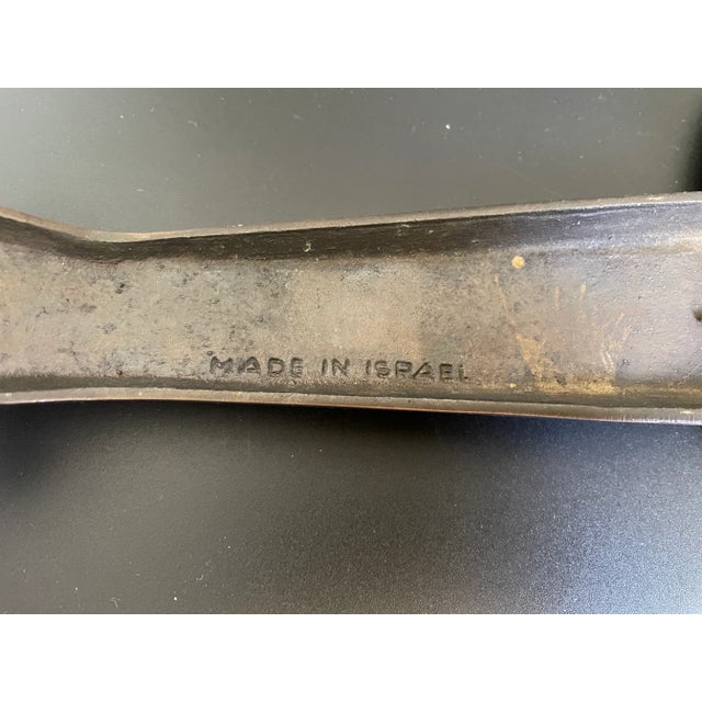 Verdigris Vintage Israeli Verdigris Enameled Brass Violin Viola Serving Tray Centerpiece For Sale - Image 8 of 11