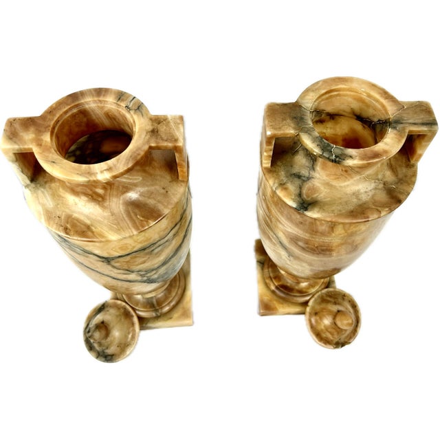 Pair of Italian Alabaster Urn Table Lamps For Sale - Image 4 of 12