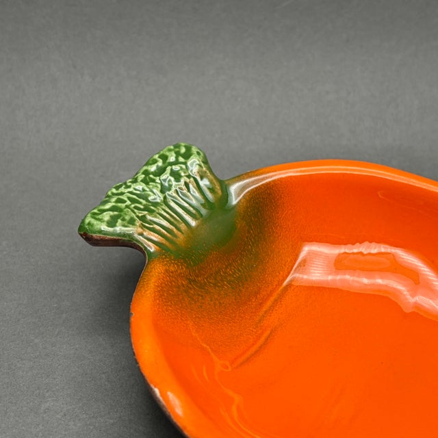 Ceramic Vintage Ceramic Carrot Serving Dish With Orange Glaze Marked Usa For Sale - Image 7 of 8