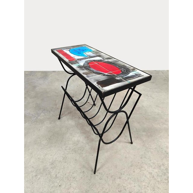 Metal Vintage Magazine Rack Tile Side Table from Belarti, 1960s For Sale - Image 7 of 8