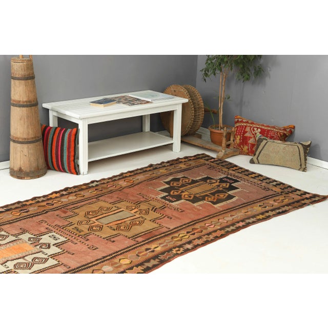 Mid 20th Century Vintage Turkish Kars Kilim Rug For Sale In Los Angeles - Image 6 of 7