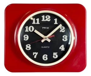 Vintage Red Plastic Wall Clock from Prim, 1970s