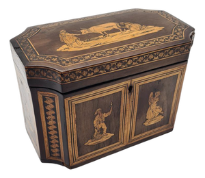 Antique Inlaid Wooden Tea Box, 19th Century