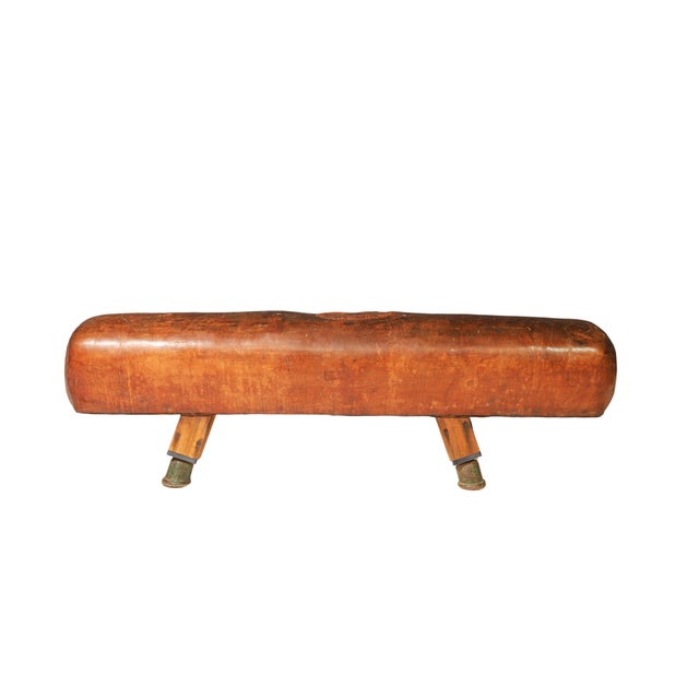 Brown Gymnastic Leather Pommel Horse Bench, 1920s For Sale - Image 8 of 8