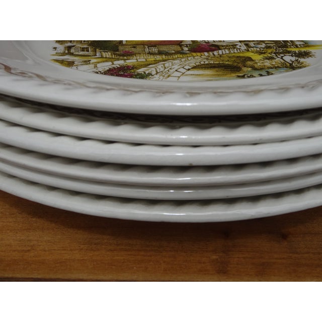 Gold French Earthenware Plates from Lunéville & Keller, 1890s, Set of 6 For Sale - Image 8 of 10