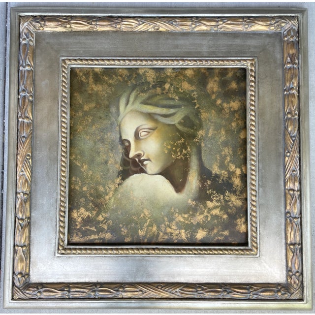 Art Deco Set of 2 French Art Deco Style Paintings From 90's For Sale - Image 3 of 13
