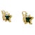 Green Malachite Star Galaxy Celestial Constellation Zodiac Yellow Gold Earrings, A Pair For Sale - Image 4 of 11