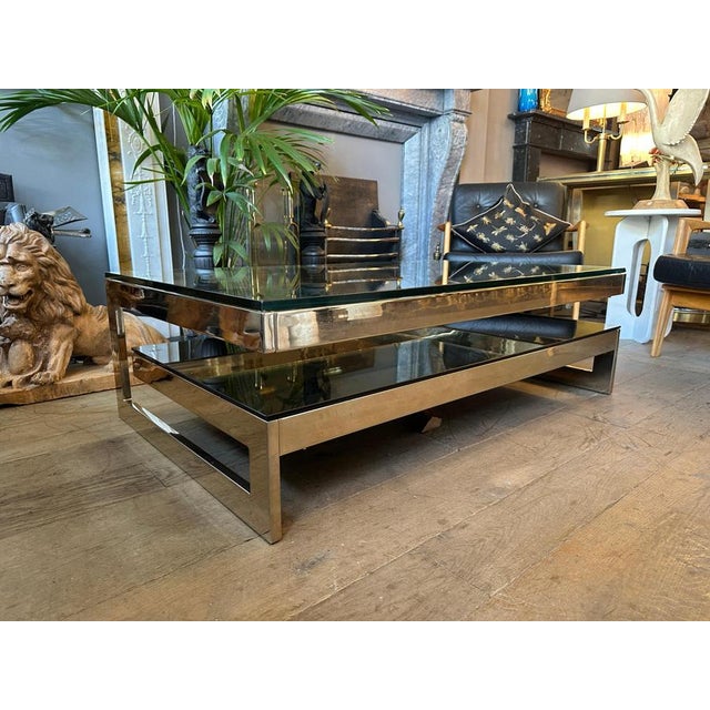Vintage Gold Plated Two-Tier Coffee Table from Belgo Chrome, 1980 For Sale - Image 12 of 18