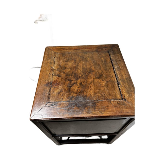 Antique Chinese Wood Cabinet With Decorative Fretwork Cracked Ice on Base For Sale - Image 12 of 12