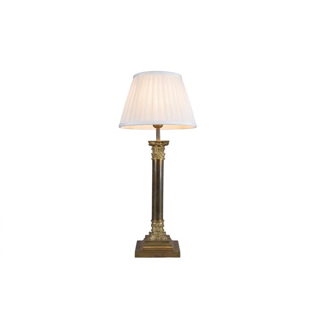 Dutch Neoclassical Brass Column Table Lamp, 1950s For Sale - Image 10 of 10