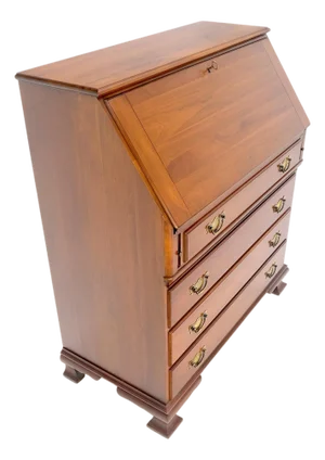 American Solid Cherry 4 Drawers Drop Front Secretary Desk Solid Brass Pulls
