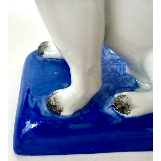 Pair of Porcelain Pug Dog Figurines on Cobalt Blue Bases, Late 19th Century For Sale - Image 15 of 18