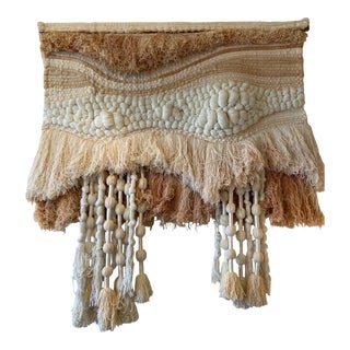 1960s Desert Tone Fiber Art Wall Hanging For Sale