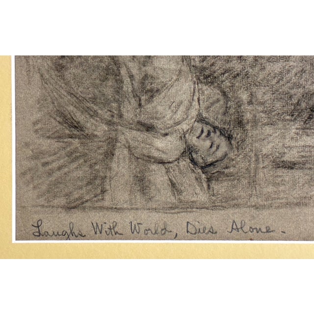 Charcoal Portrait “Laughs With World, Dies Alone” by Granville Redmond (1871-1935) For Sale In San Francisco - Image 6 of 6