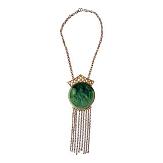 MCM Asian Inspired Gold Tone, Pendant, Neck Necklace For Sale