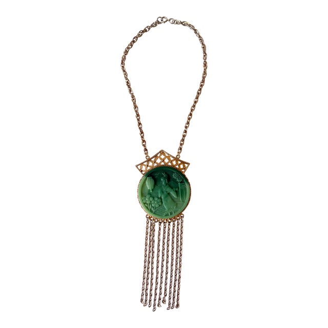 MCM Asian Inspired Gold Tone, Pendant, Neck Necklace For Sale