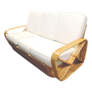 1930s Paul T. Frankl 4-Strand Square Pretzel Round-Back 3-Seat Sofa Restored For Sale