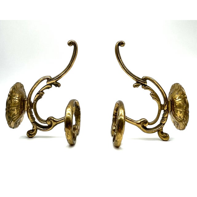 Vintage Brass Coat Hooks, Set of 2 For Sale - Image 5 of 14