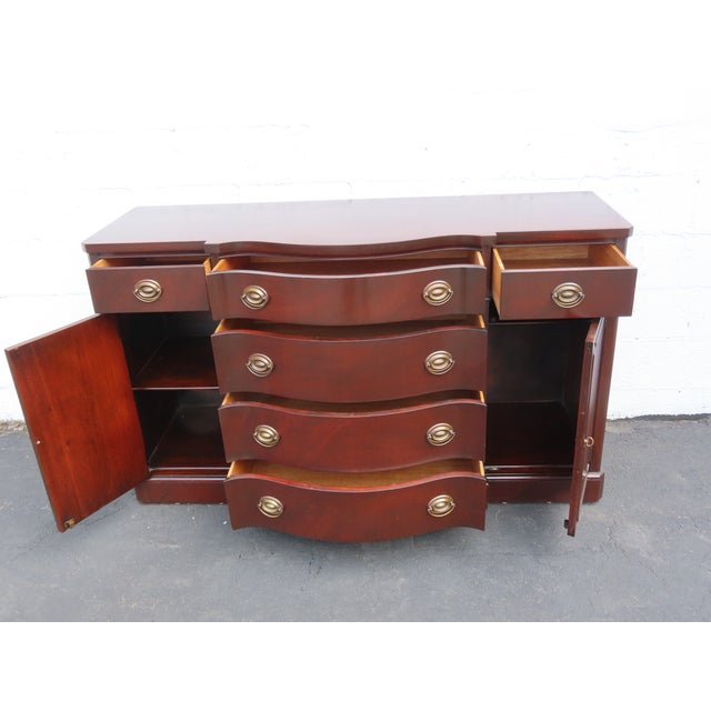 Wood Drexel 1940s Mahogany Long Credenza Sideboard Media Console 6626 For Sale - Image 7 of 18