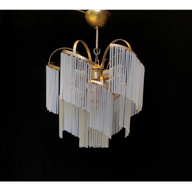 1980s Italian Murano White Milk Glass Waterfall Chandelier For Sale - Image 6 of 10