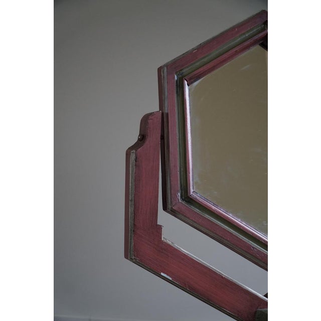 Brown Swedish Folk Art Table Mirror in Pine, 1940s For Sale - Image 8 of 14