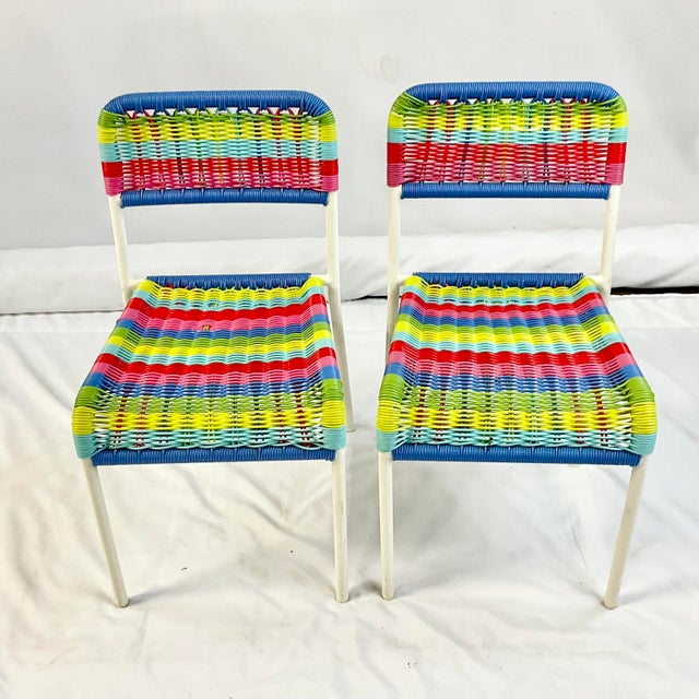 Metal 1990s Vintage Boho Chic Coastal Child Size Patio Chairs - A Pair For Sale - Image 7 of 9